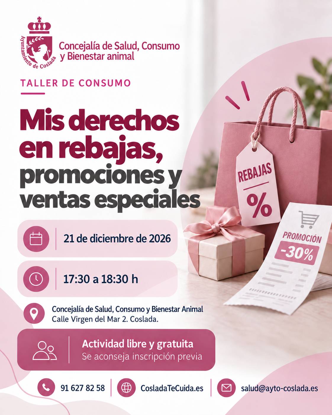 Coslada organiza tres talleres gratuitos sobre derechos de los consumidores